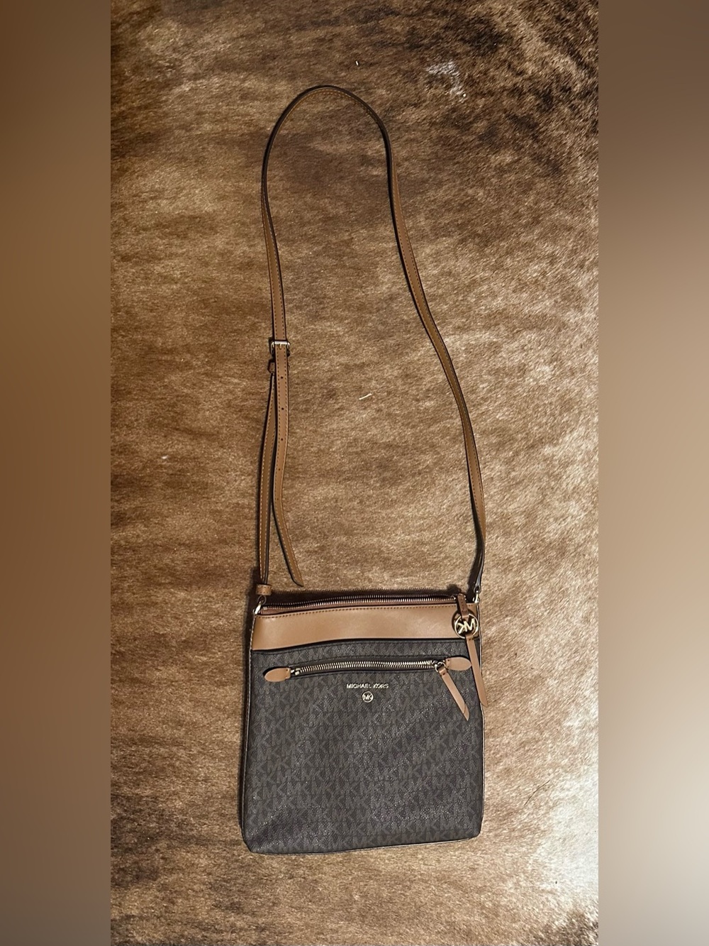 Michael Kors Brown and Tan Signature Crossbody Messenger